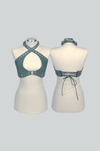 Load image into Gallery viewer, Two mannequin busts wearing blue strappy tops on a light gray background