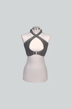 Load image into Gallery viewer, Shark greay leather harness on a mannequin against a gray background