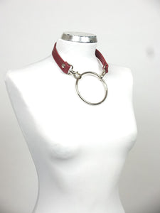 Aida Chocker, Burgundy leather , side view