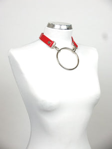 Aida Chocker, Red patent vegan  leather, side view