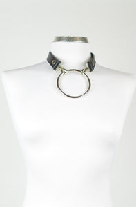 Aida Chocker, color black, leather