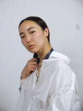 Load image into Gallery viewer, Aida Chocker on model, color blue, leather