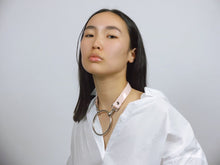 Load image into Gallery viewer, Aida Chocker on model, color baby pink, vegan leather