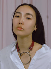 Load image into Gallery viewer, Aida Chocker on model, color red, leather